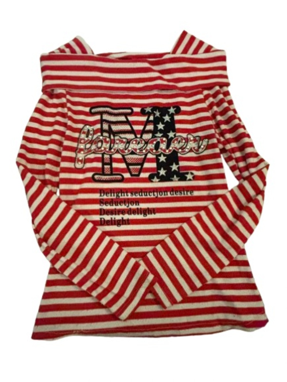 Y2K Striped Red & White Off-Shoulder Top